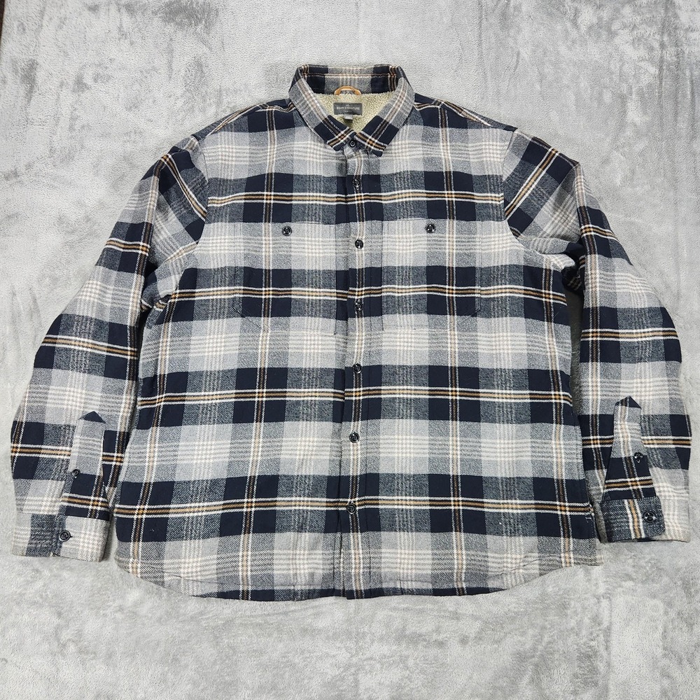 LL Bean Signature Shirt Jacket Mens 2XL‎ Shacket Plaid Sherpa Lined Flannel